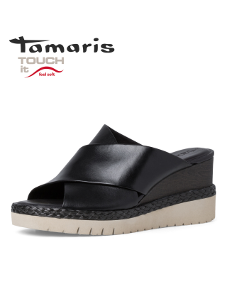 Tamaris fekete utcai papucs