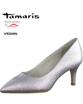 Tamaris ezüst magassarkú cipő