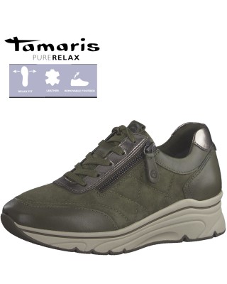 Tamaris zöld bőr sportos cipő