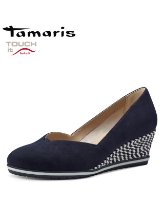 Tamaris kék magastalpú cipő