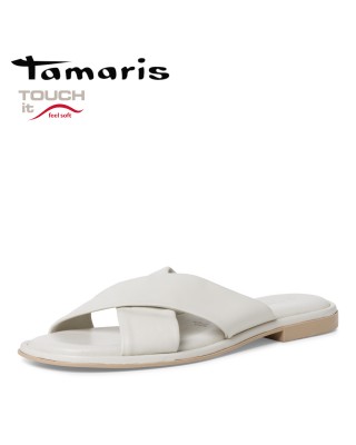 Tamaris fehér bőr papucs
