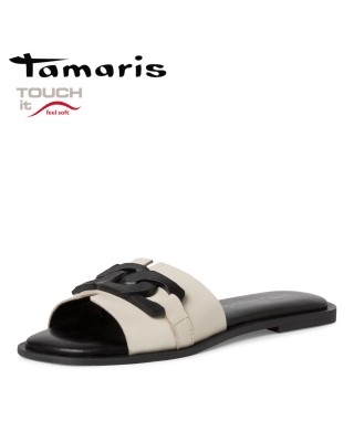 Tamaris fehér bőr papucs