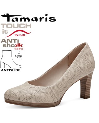 Tamaris bézs magassarkú cipő