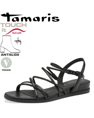 Tamaris fekete pántos szandál