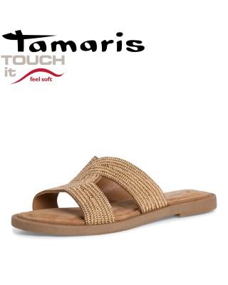Tamaris barna bőr papucs