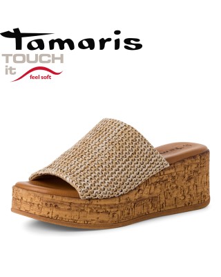 Tamaris bézs telitalpú papucs