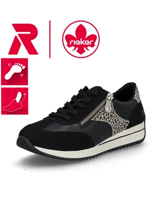 Rieker fekete fűzős női cipő