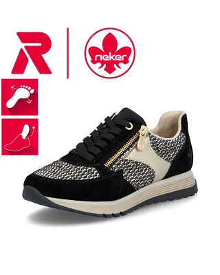 Rieker fekete fűzős női cipő