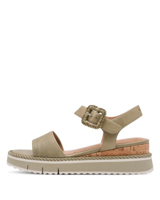 Tamaris zöld telitalpú szandál